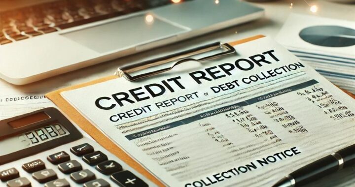 The image is designed to visually communicate the key concepts of credit reporting and debt collection in a professional and approachable way. By incorporating elements like a credit report document, a collection notice, and financial tools (calculator and pen) on a clean desk setup, it aims to: Engage the Reader: Draw attention to the blog post topic with a visually appealing and relevant representation. Enhance Understanding: Provide a contextual visual aid to help readers connect with the concepts discussed in the post. Convey Professionalism: Reflect the credibility and authority of your company in handling financial matters. Set an Optimistic Tone: With warm lighting and organized elements, the image encourages a proactive and manageable view of navigating credit reporting challenges.