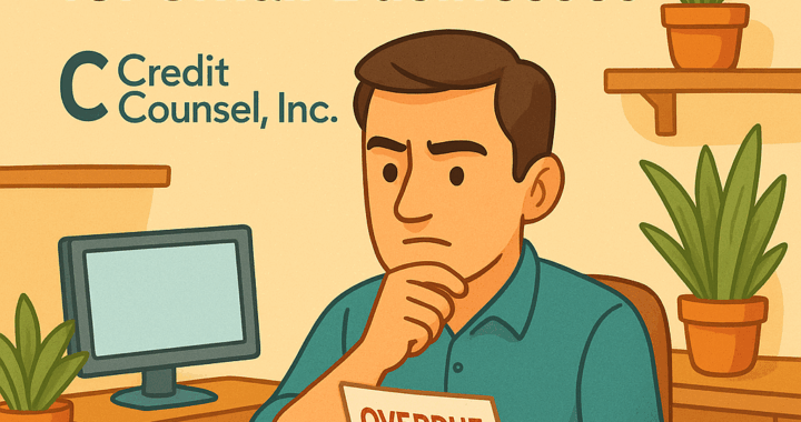 Small business owner reviewing overdue invoices at a desk.